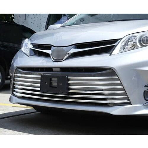 ABS Chrome Car Front Gille Trim Auto Grille Decoration Cover Trims for Toyota Sienna 2018 2019 10pcs car accessories
