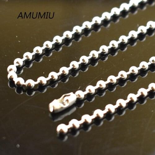 AMUMIU 2.4mm stainless steel Ball Beads Necklace Pendant Chain HN017A