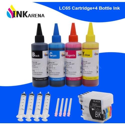 INKARENA LC65 XL Refill Ink Cartridge For Brother LC 11 16 38 61 65 67 980 990 1100 DCP-J140W 145C 165C 185C + Printer Ink 400ml