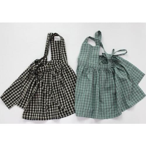 Korean Style Kids Clothes New 2020 Autumn Baby Girls Plaid Suspenders Dresses Children Match Accessiory Apron