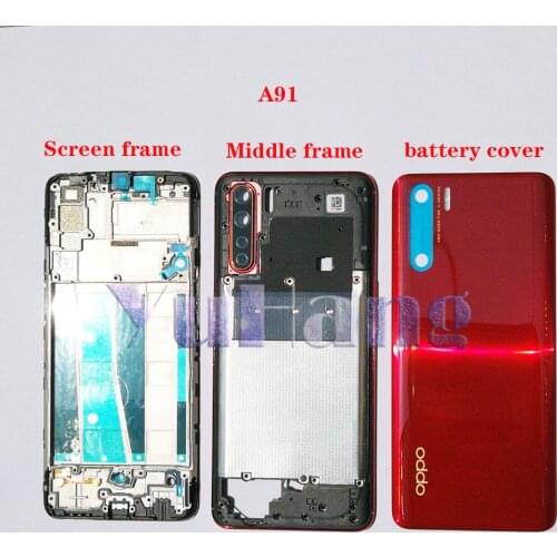 For Oppo A91 New Front Frame Middle frame Glass Battery Door Back Cover Housing Case