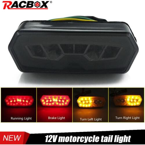 Smoke Motorcycle LED Tail light Red Running lamp Brake light Amber Turn signal 12V Taillight For HONDA CB 650 F CBR 650 CTX 700