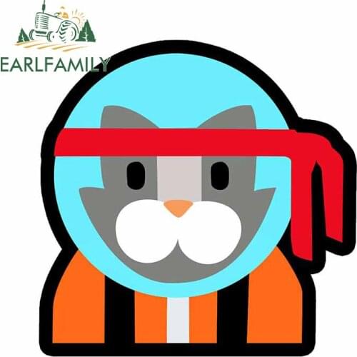 EARLFAMILY 13cm x 12.7cm for Astronaut Cat Car Sticker Scratch-proof Waterproof Decoration Custom Printing Decal for VAN SUV