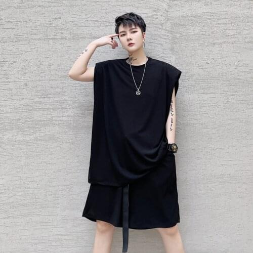 Summer new ins Korean fashion mens loose sleeveless T-shirt youth fashion mens Vest casual shorts suit