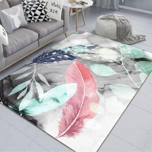 Geometric Nordic Style Large Size Carpets for Living Room Bedroom Floor Rugs Feather 3D Printed Kids Room decoration Tatami Mats