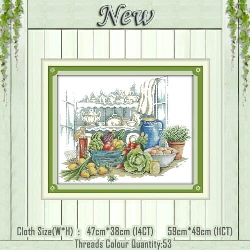 Kitchen vegetable decor painting counted printed on the canvas DMC 11CT 14CT kits Chinese Cross Stitch embroidery needlework Set