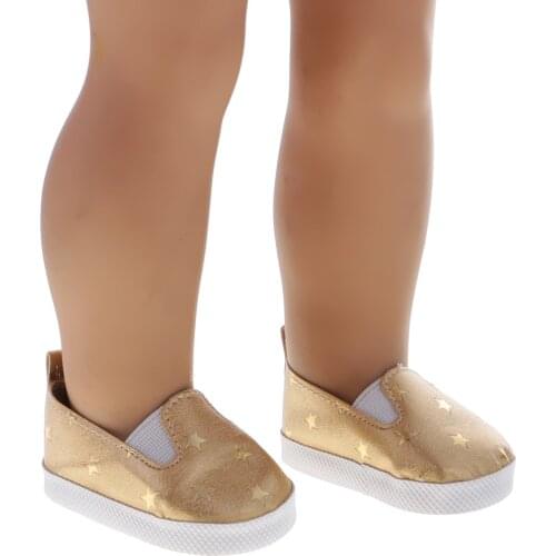 18'' Dolls PU Leather Fashion Casual Five-pointed Star Printed Convenient Slip-on Shoes for Dolls Accessories