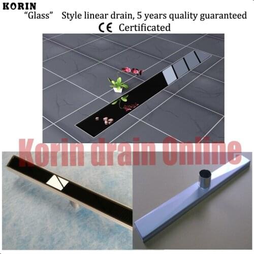 900mm "BLACK GLASS" Stainless Steel 304 Linear Shower Drain, down side Drain, Floor Waste, Long floor drain, Shower channel