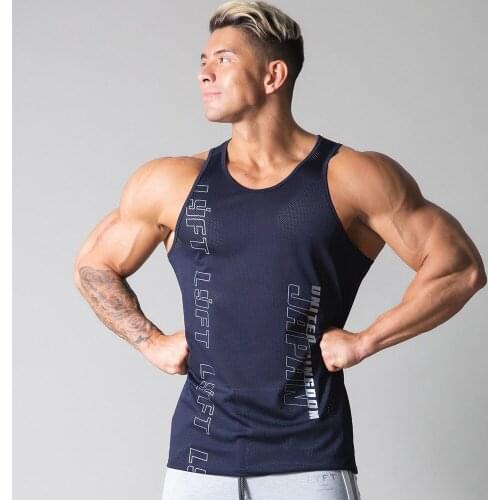 2021Summer Men Gyms Elasticity Tank Top mesh Bodybuilding Stringers Brand Clothing Fitness Sleeveless Workout exercise Shirt