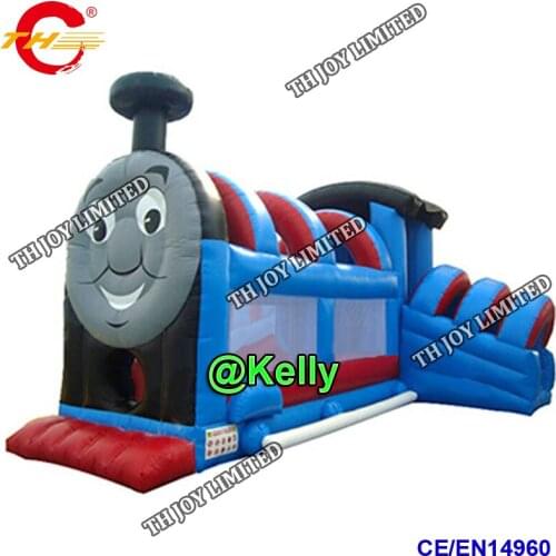 6x5m stock inflatable bouncer with slides for sale, new design cartoon train bounce house inflatable bounce castle