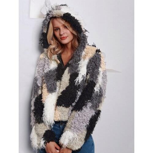 New Shaggy Faux Fur Coat Women Winter Warm Hooded Fur Jacket Streetwear Outwear Overcoat Elegant Fake Fur Hood Coat Pocket