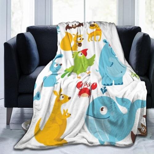 Cute Cartoon Animals Pattern Super Soft Cozy Fleece Blanket For Kid Adult Colorful Summer Winter Family Dropship Family Throws