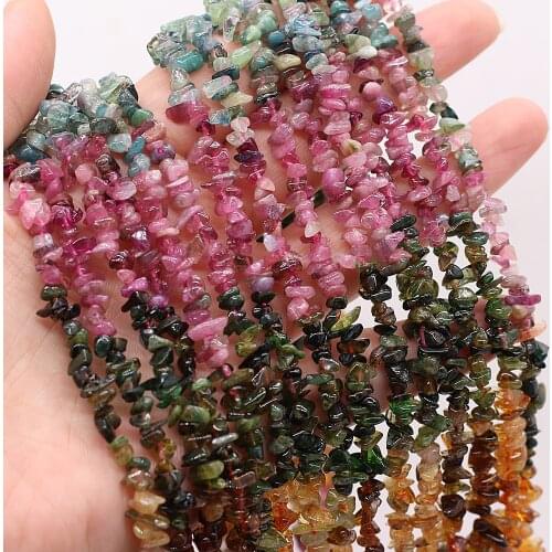 Natural Tourmaline Stone Chip Beads Irregular Colorful Healing Gravel Rainbow Loose Beads For Jewelry Making DIY Bracelet 15