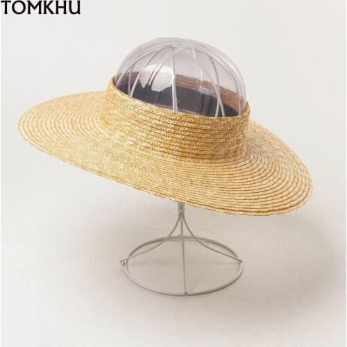 Wide Brim Hat Top Air Wheat Straw Hat New Summer Visor Hat Women Ponytail Visor Sun Protecetion Beach Hat Travel Chapeu Feminino