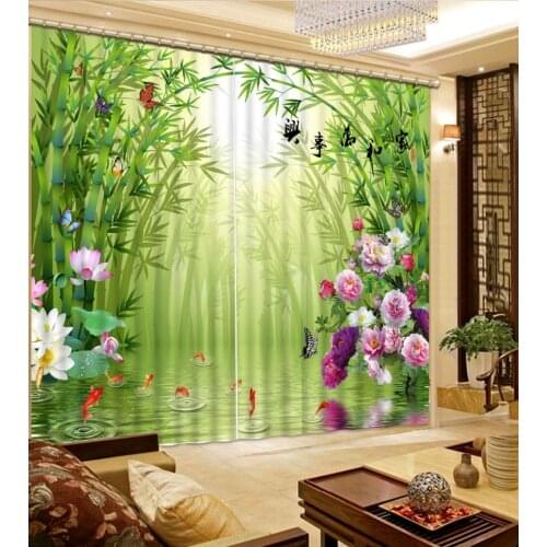 Curtains for the bedroom Bamboo flowers luxury living room curtains modern tulle curtains kitchen curtains