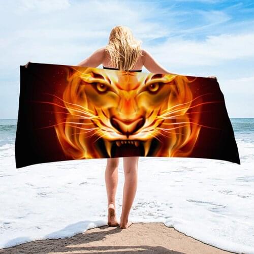 PHAYON Yoga Sports Towel Adult Flame Tiger Microfiber Towel Surf Poncho Robe Beach Towel For Children Camping Travel Towel