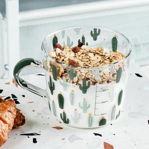 High borosilicate glass high temperature resistant breakfast cup milk cup with scale Nordic office home creative coffee cup gift