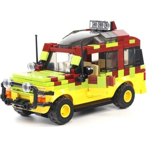 MOC Willis Jeeped Dinosaur Park Century SUV Explorer Soldier Building Blocks German Antiaircraft Bricks Toy for Childrens Gifts