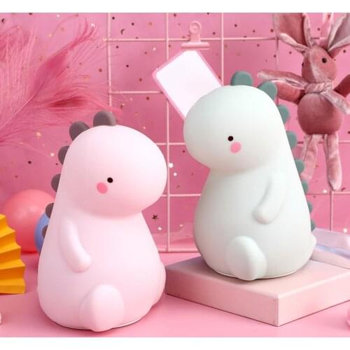 Cute Dinosaur LED Night Light Silicone Light Colorful Night Lamp Color Changing Silicone Baby Night Light Kids Children Gift