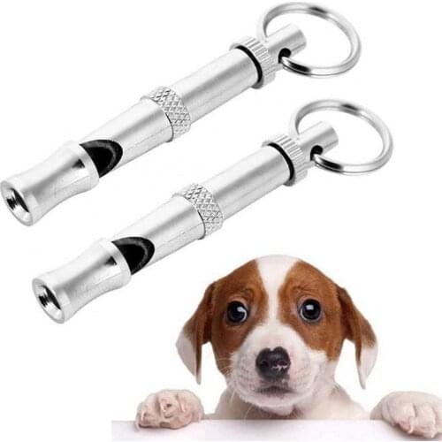 Pet Puppy Dog Whistle Stainless Steel Ultrasonic Flute Sound Repeller Keychain Cat Dog Training Feeding Tool Equipment For Dogs