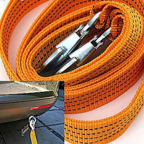 3 Tons 4M Tow Cable Car Towing Cable Snatch Strap Pull Rope Heavy Duty Road Truck Pulling Rope with Wrought Iron Hooks