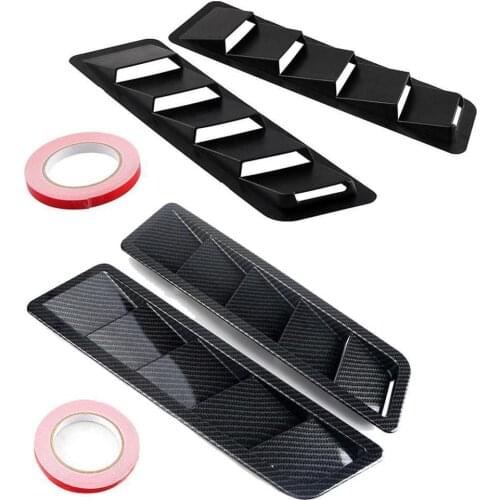 Universal 2pcs Carbon Fiber Style Hood Vents For For Mustang Air Flow Intake Hood Self-Adhesive Louver Window Cooling Panel