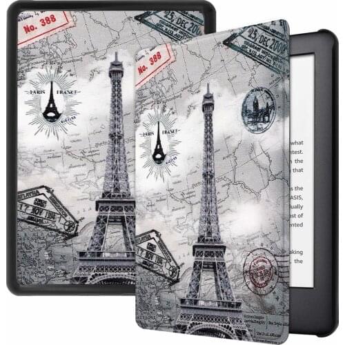 Retro Tower Print Lightweight Protective PU Leather Slim Magnetic Case Cover for All-New Kindle E-Reader 2019 6"inch Tablet