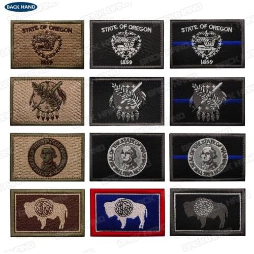 Embroidered Oklahoma Oregon Wyoming State Patches United States State Flag Patch Tactical Fabric Flag Badges