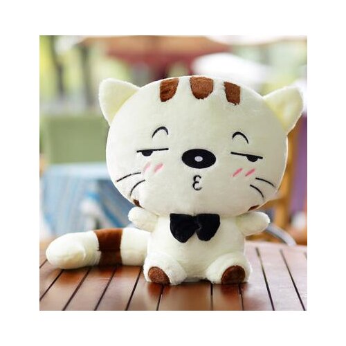 High quality goods soft plush toy cute white or yellow shy cat 37cm toy cat Christmas birthday gift ,d1055.2