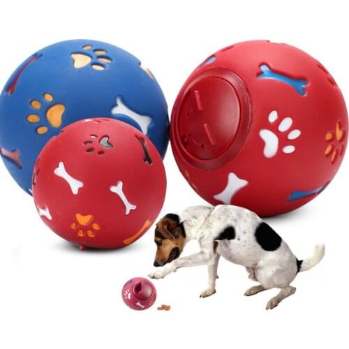 Footprints Bone Dog Ball Toy Funny Interactive Dog Chew Toy for Food Leakage Puzzle Ball for Small Dog Cat Puppy Kitten S L