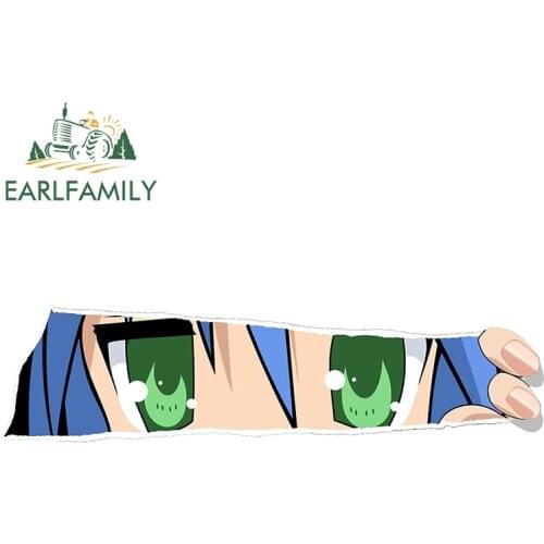 EARLFAMILY 13cm x 3.4cm for Konata Anime Funny Car Stickers Auto Air Conditioner Windows Decal Occlusion Scratch Car Assessoires