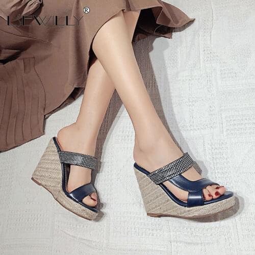 SGESVIER Big Size 34-50 High Heels Wedges Sandals Women Shoes Crystal Fashion Summer Casual Party Shoes Women platform Sandals