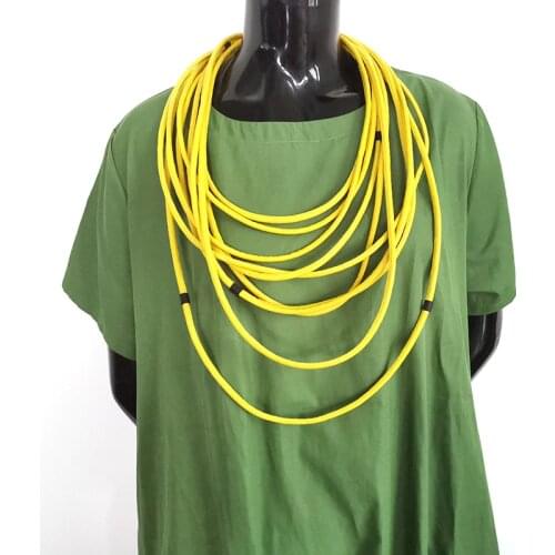 YD&YDBZ New Womens Yellow Synthetic Leather Necklace 2021Fashion Pendant Necklace Handmade Jewelry Punk Gothic Necklace