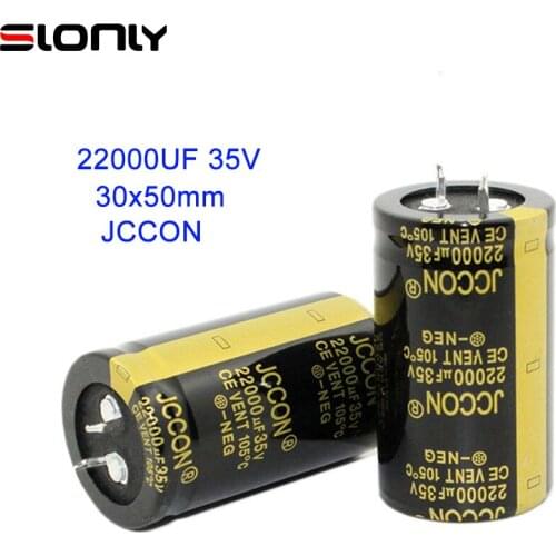2pcs-14pcs 30x50mm 22000uF 35V JCCON Pitch 10mm 105 ℃ Horn Black Gold Audio Amplifier Filter Aluminum Electrolytic Capacitors