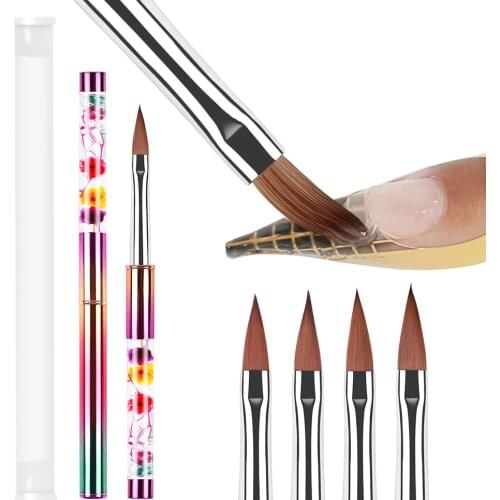 1PCS Gel Nail Brush 3D Crystal Carved Brushes Acrylic Liquid Powder for Nail Extensions Flower Painting Pen Nail Art Tools