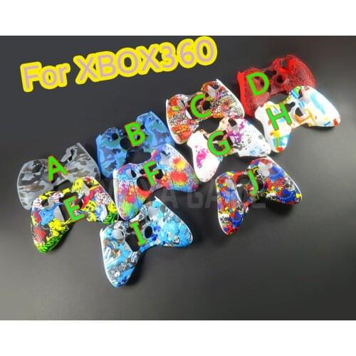 10PC For XBOX360 Controller Handle Protective Cover Silicone Protective case Water Transfer Printing Protective Skin Cover Cover