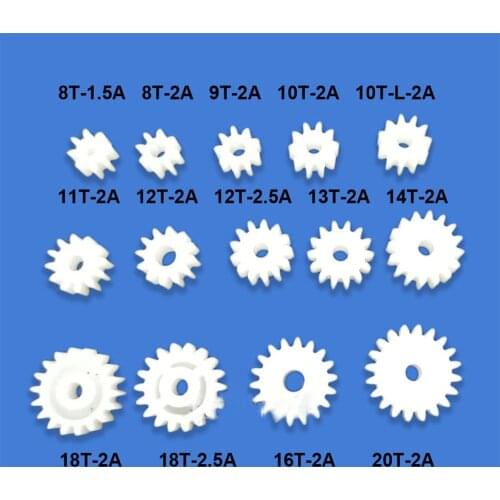 10Pcs 8T 9T 10T 12T 13T 14T 16T 18T 20T 8-20 Teeth 0.5 Modulus Spindle Plastic Gear Motor Shaft Reduction Gear 1.5/2/2.5Mm Hole