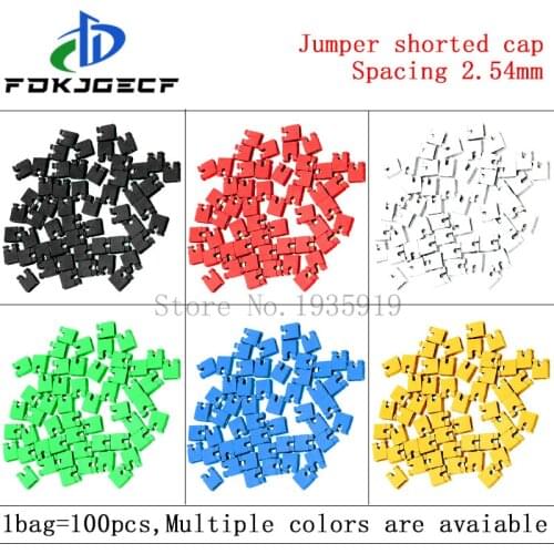 100PCS Colorful Standard Pitch jumper shorted cap & Headers & Wire Housings 2.54MM Black yellow white green red blue