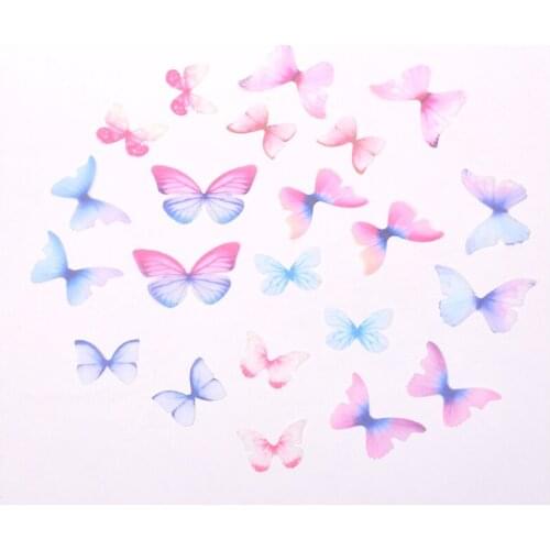 100pcs One Layer Butterfly Patches Lace Fabric Embroidery Headwear DIY Clothing Sewing Supplies Decorate Accessories New