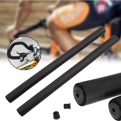 2Pcs Bicycle Grips Mountain Road Bike Bicycle Handlebar Grip Sponge Foam Rubber Smooth Tube Cover With Plugs Black