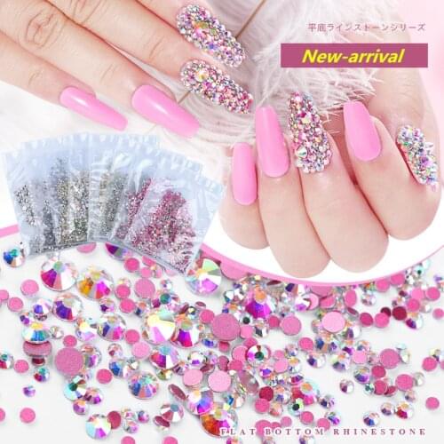 1440pcs Mixed Size Flat-back Rhinestones 3D Nail Art Decorations Crystal Diamond Design Jewelry Manicure Design Accessories