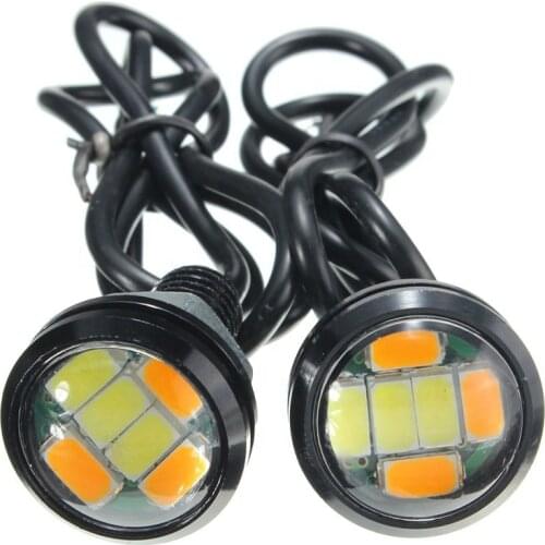 Yiastar 10X 23MM LED Eagle Eye Light 6SMD 5730 Dual Color Switchback White&Amber Vehicle DRL Daytime Running Lamp