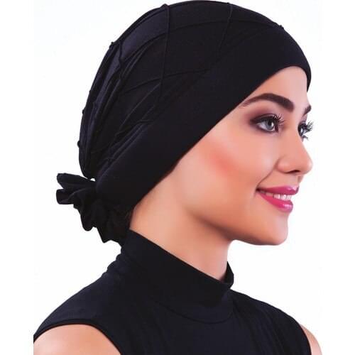 Seedlings Bamboo Ribbed Back Rose Accessories Black Hijab Bathing Cap