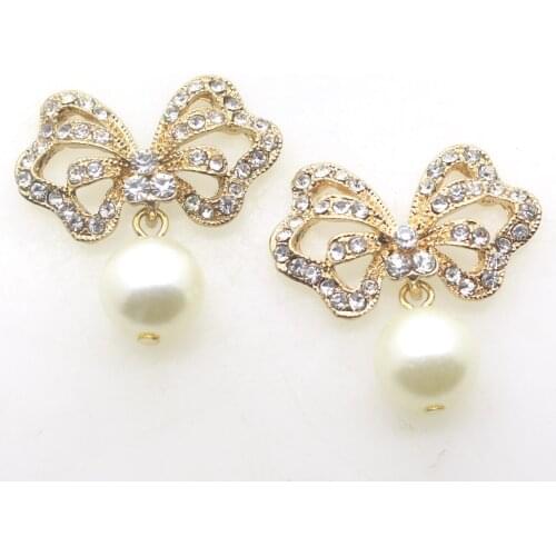 10Pcs/lot30*40mm Butterfly shape Flatback Brooch Pendant Beautiful Alloy crystal Diy Jewelry Accessories craft production whole