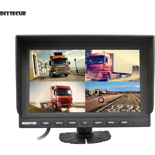 DIYSECUR 9" 4 Split Quad Display Color Rear View Monitor Car Monitor for Car Truck Bus Reversing Camera
