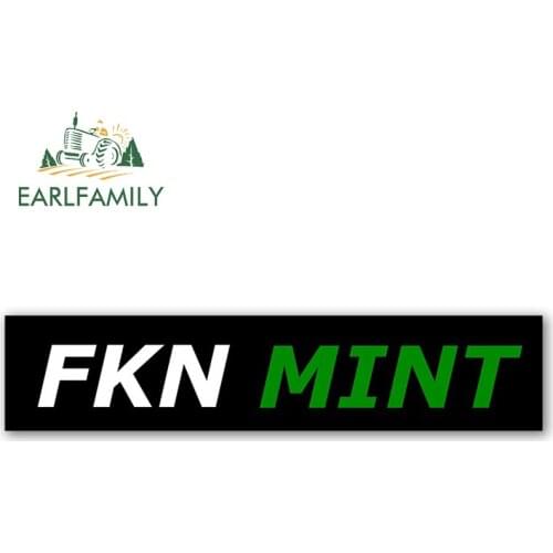 EARLFAMILY 13cm x 11.3cm Anime Car Sticker FKN MINT Strip Decals Windows Trunk Laptop Bumper Decor JDM ATV Vinyl Car Wrap