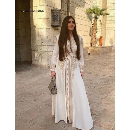 Bbonlinedress Elegant Ivory Evening Dress A Line Embroidery Moroccan Caftan Kaftan Dresses Formal Party Gowns vestidos de fiesta