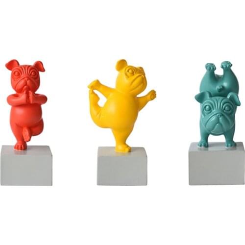 Lovely Yoga French Bulldog Statue Nordic Cartoon Animals Sculpture Home Living Room Decor Resin Figurines Craft