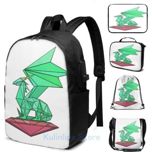 Funny Graphic print Spyro Classic Crystal Dragon Statue Graphic USB Charge Backpack men School bags Women bag Travel laptop bag