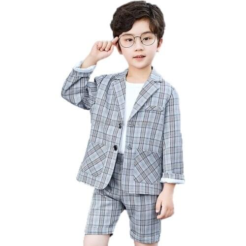 2020 Kids Wedding Jacket +Pants 2Pcs Clothing Set Flower Boys Formal Tuxedos Performance Suit School Girls Host Dance Suit